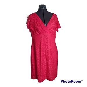 Chaps red lace dress short sleeve, 14P
